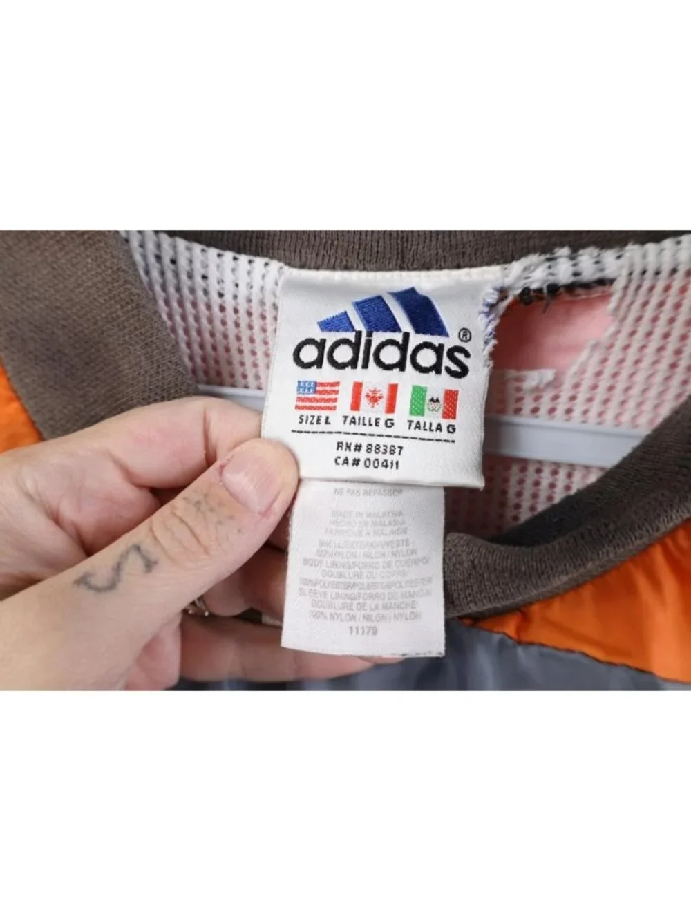 Vintage 90s Adidas Mens Large Sun Faded Color Block Mock Neck Windbreaker Jacket